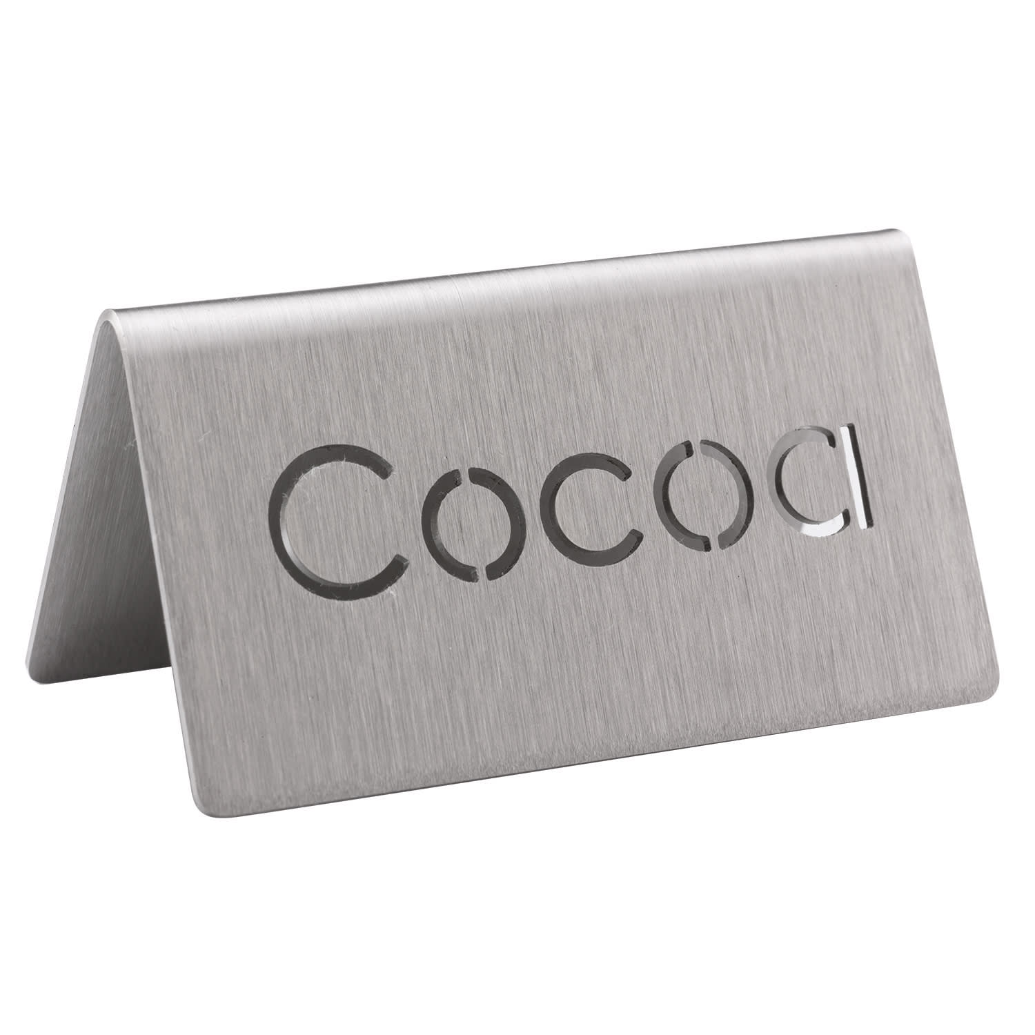 Service Ideas 1C-BF-COCOA-MOD Laser Cut ID Tent, Cocoa, Brushed Stainless