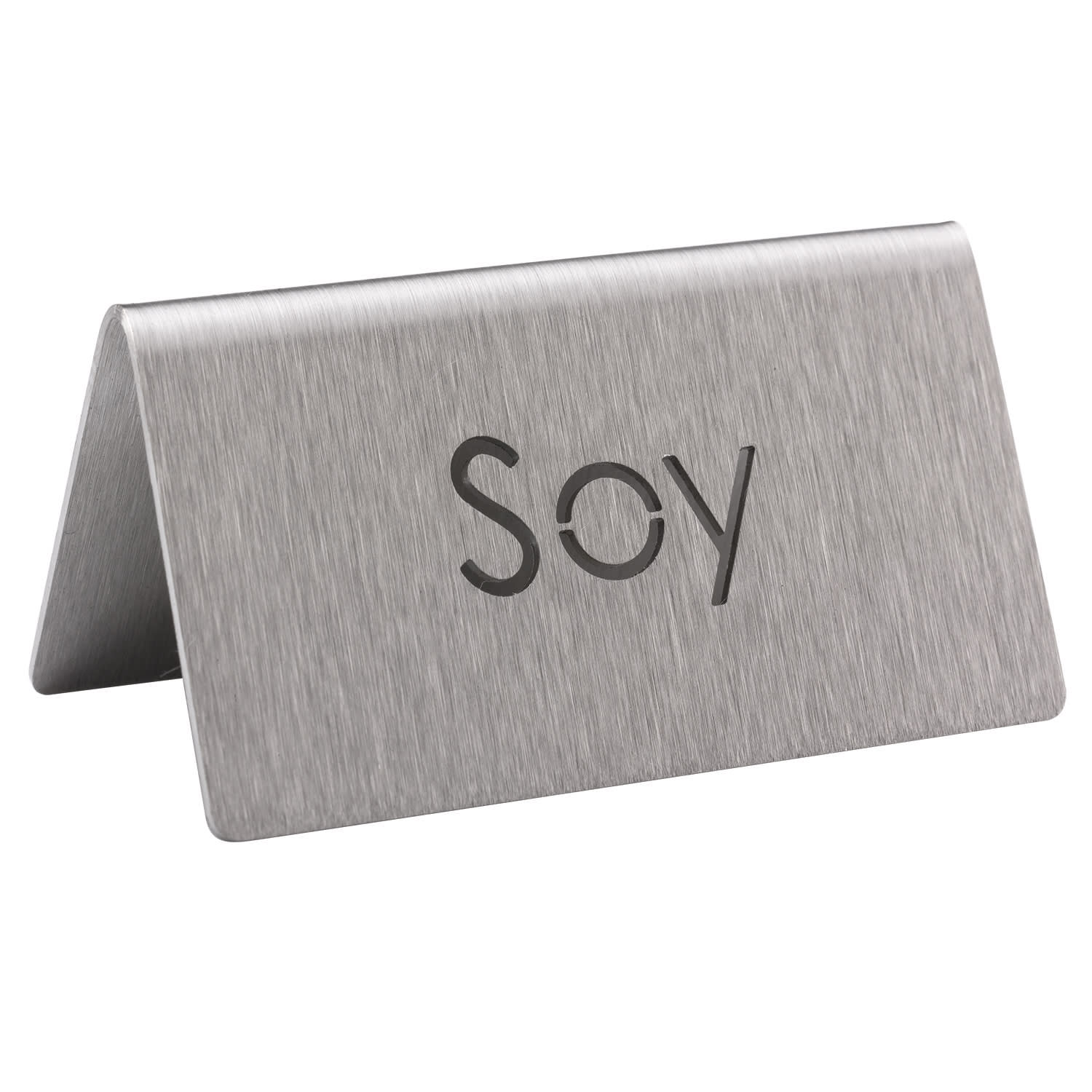 Service Ideas 1C-BF-SOY-MOD Laser Cut ID Table Tent, Soy, Brushed Stainless
