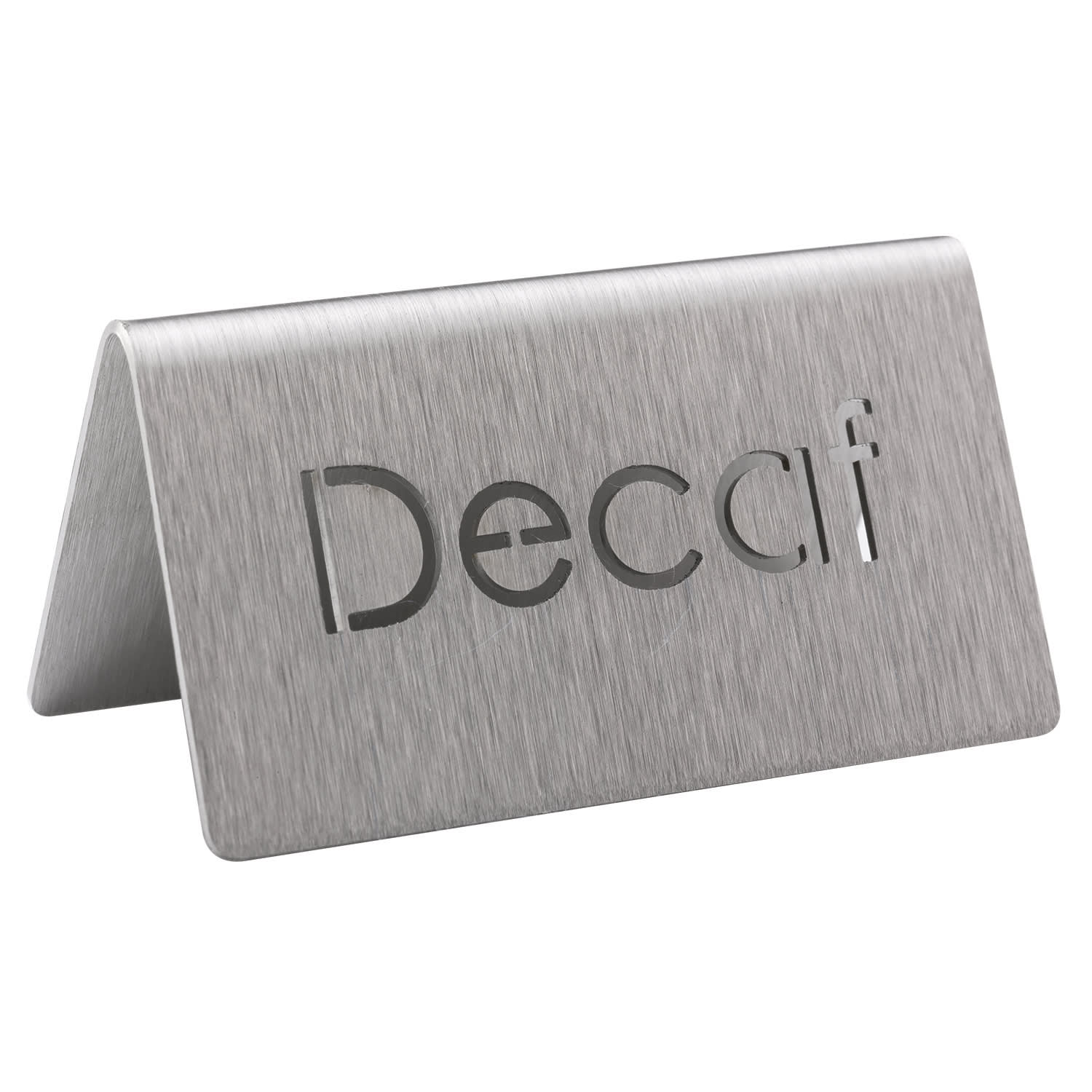 Service Ideas 1C-BF-DECAF-MOD Laser Cut ID Table Tent, Decaf, Brushed Stainless