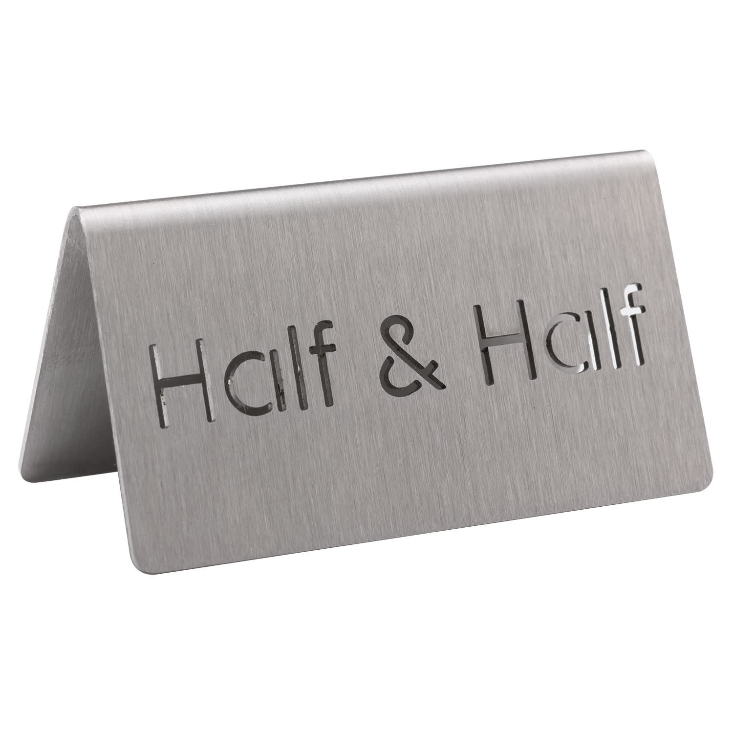 Service Ideas 1C-BF-HALFNHALF-MOD Laser Cut ID Table Tent, Half and Half, Brushed Stainless