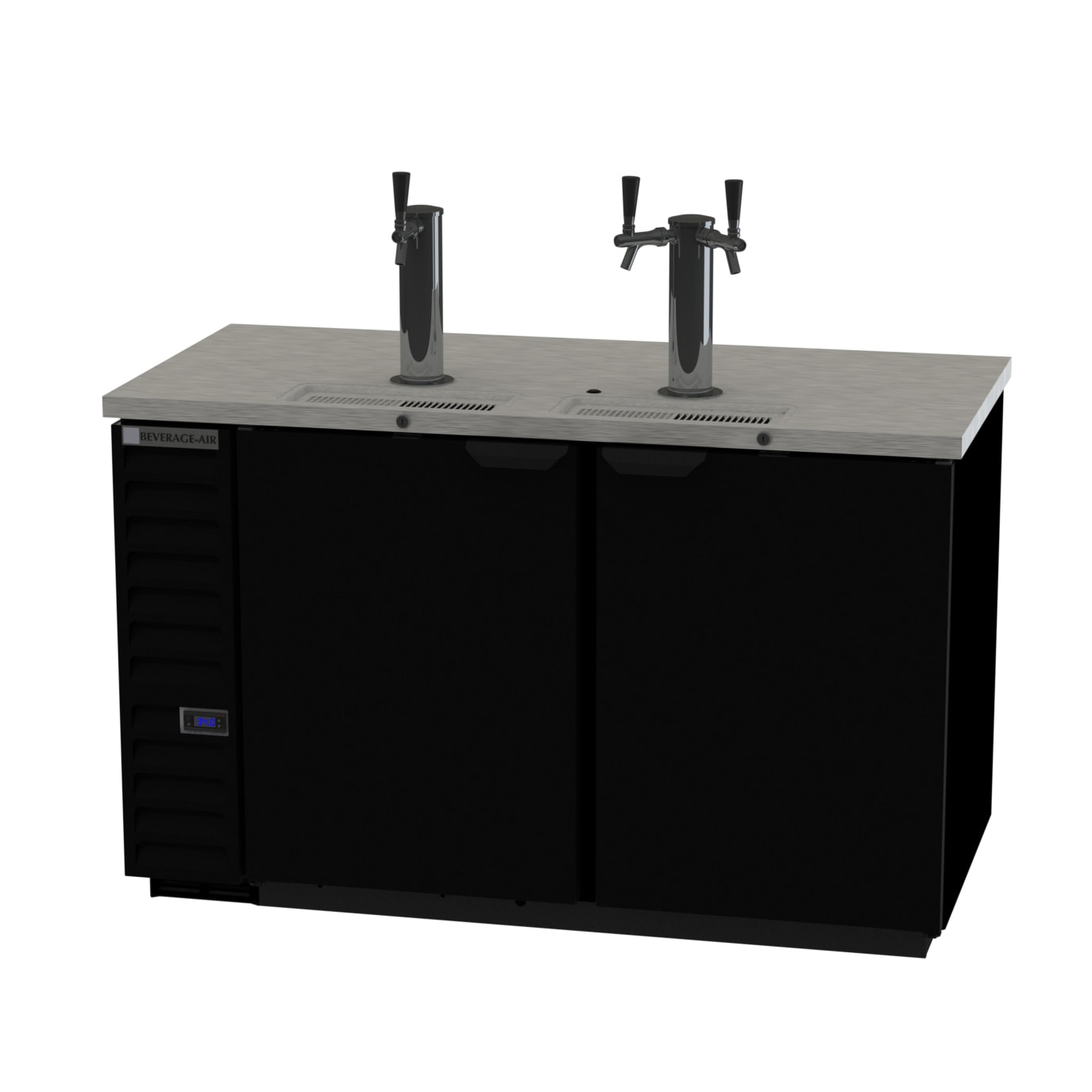 Beverage Air DD58HC-1-B 59" 2-Door Draft Beer Dispenser with 2 Towers and 3 Taps, 3-Keg Capacity