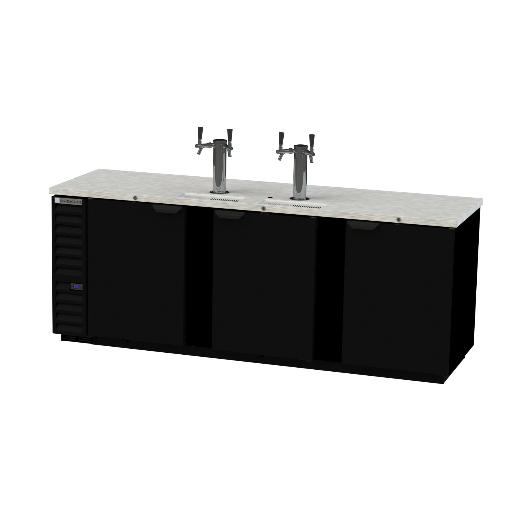 Beverage Air DD94HC-1-B 95" 3-Door Draft Beer Dispenser with 2 Towers and 4 Taps, 5-Keg Capacity