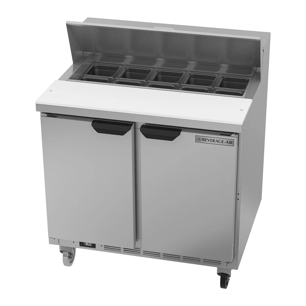 Beverage Air SPE36HC-10 36" 2-Door Refrigerated Sandwich Prep Table