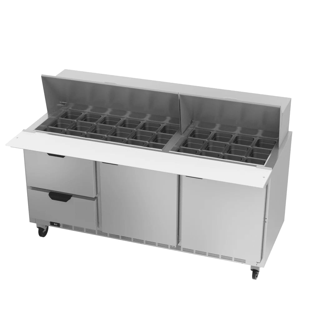 Beverage Air SPED72HC-30M-2 72" 2-Door 2-Drawer Mega Top Refrigerated Sandwich Prep Table