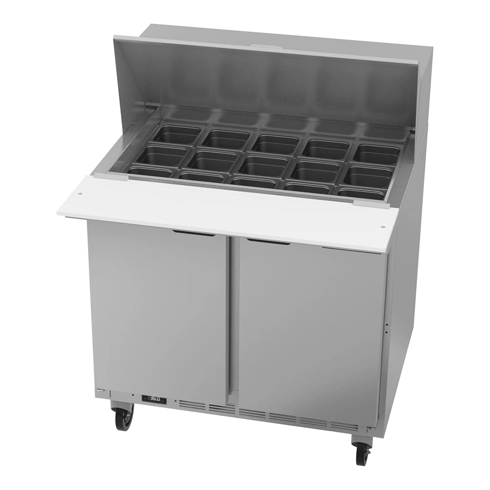Beverage Air SPE36HC-15M 36" 2-Door Mega Top Refrigerated Sandwich Prep Table