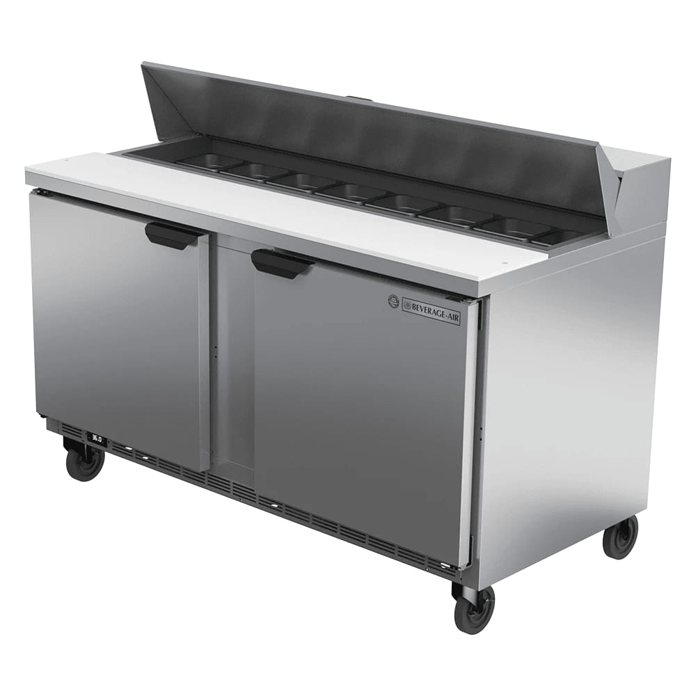 Beverage Air SPE60HC-16 60" 2-Door Refrigerated Sandwich Prep Table
