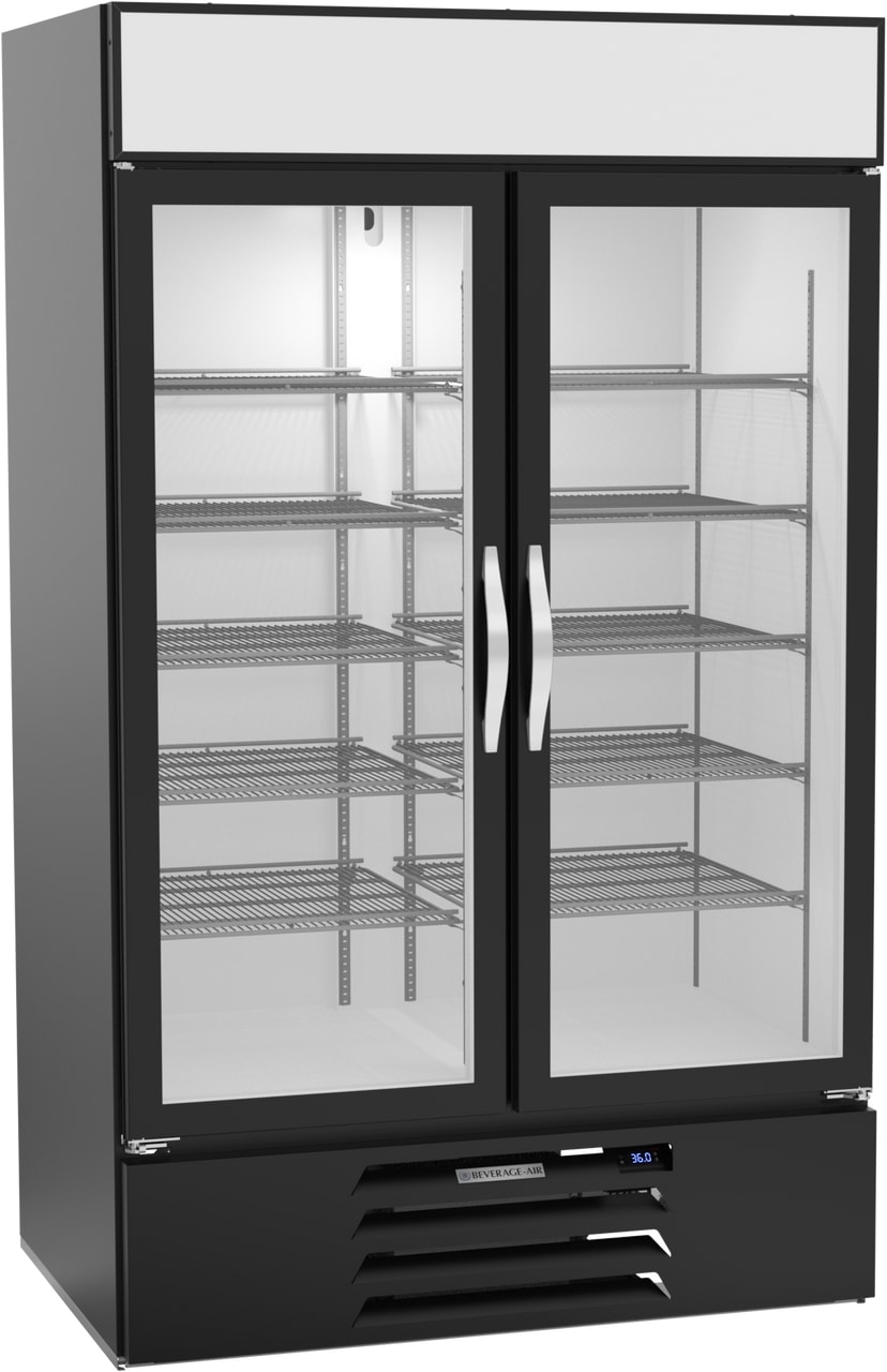 Beverage Air MMR44HC-1-B MarketMax™ 47" Black Glass Door Merchandiser Refrigerator with 2 Swing Doors