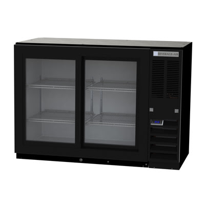Beverage Air BB48HC-1-GS-B 48" Black Underbar Height Back Bar Cooler with 2 Sliding Glass Doors