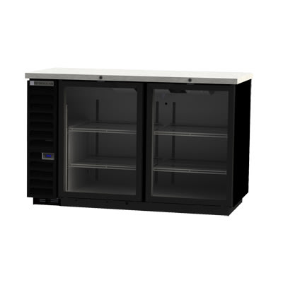 Beverage Air BB58HC-1-G-B 59" Black Counter Height Back Bar Cooler with 2 Glass Swing Doors