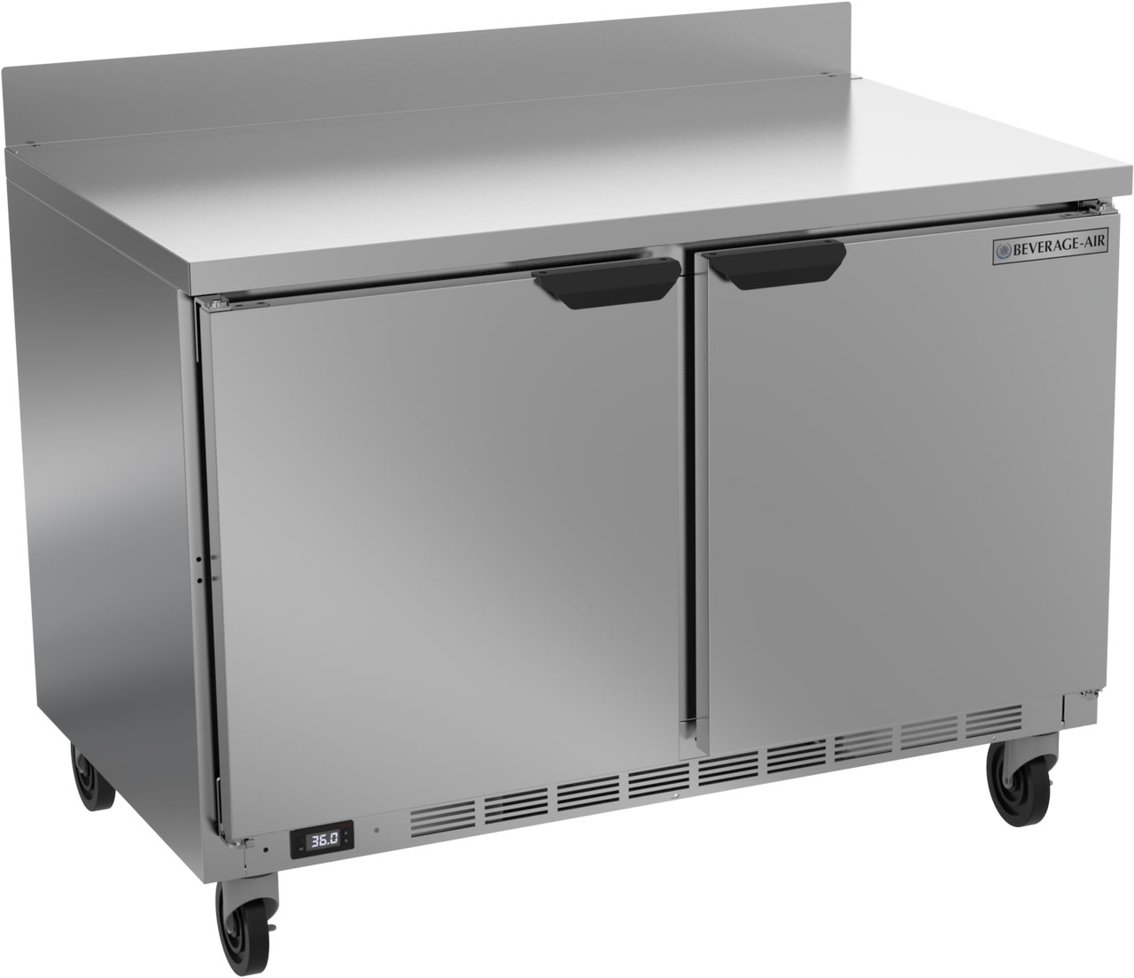 Beverage Air WTR48AHC 48" 2-Door Worktop Refrigerator with 4" Backsplash
