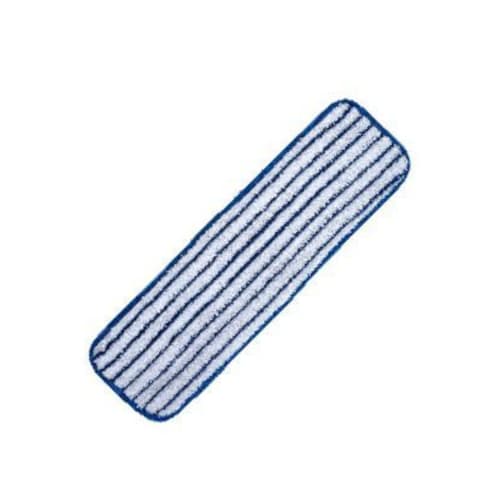 NuFiber FIN-FLAT 19" Microfiber Finish Mop Pad, Velcro, White/Blue