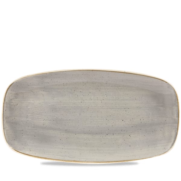 Churchill SPGSXO141 Stonecast Grey Chefs Oblong Plate 13 7/8X7 3/8"