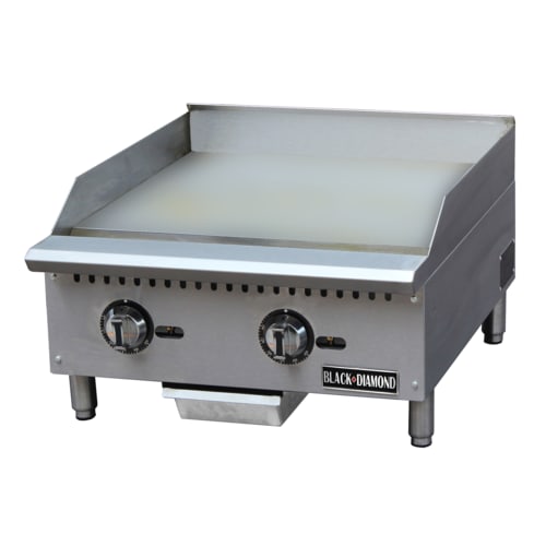 Black Diamond BDCTG-24T 23 3/4" Gas Griddle w/ Thermostatic Controls - 1" Steel Plate, Convertible Stainless Steel