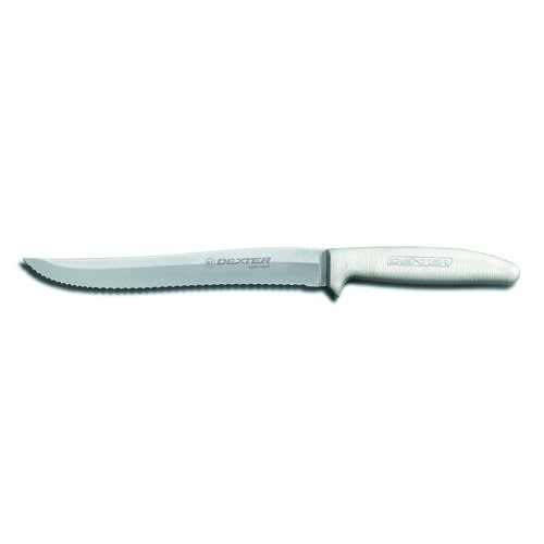 Dexter Russell S158SC-PCP 13483 Sani-Safe White Handle 8 Inch Scalloped Edge Blade Utility Slicer Knife In Packaging