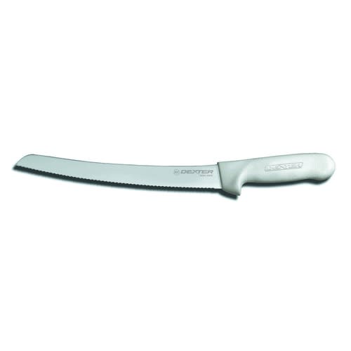 Dexter Russell S147-10SC-PCP 18173 Sani-Safe 10 Inch High Carbon Steel Curved Scalloped Bread Knife With Textured White Handle