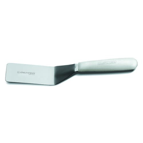 Dexter Russell S172 16463 Sani-Safe Collection Offset 4" x 2" Stainless Steel Blade NSF Certified Server Turner With White Textured Polypropylene Handle