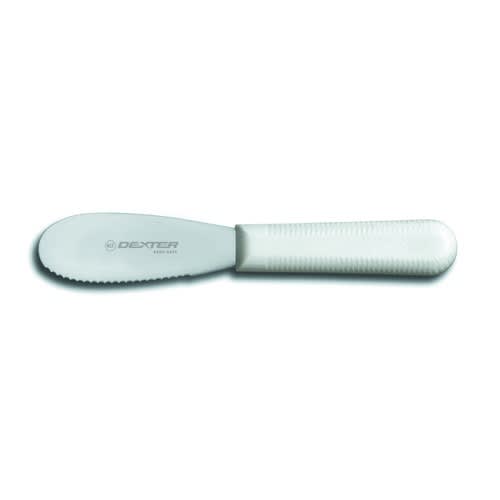 Dexter Russell S173SCR-PCP 18213R Red Handle Sani-Safe 3 1/2 Inch Scalloped Edge Stainless Steel Blade Sandwich Spreader In Packaging