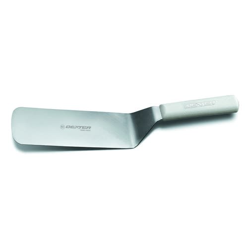 Dexter Russell S286-8PCP 19693 Sani-Safe Collection Offset 8" x 3" Stainless Steel Blade NSF Certified Cake Turner With White Textured Polypropylene Handle In Perfect Cutlery Packaging