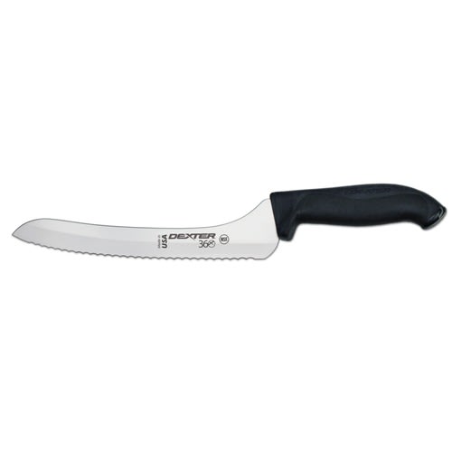 Dexter Russell S360-9SC-PCP 36008 360 Series Black Handle Offset Scalloped Edge 9 Inch DEXSTEEL Slicer Knife In Packaging