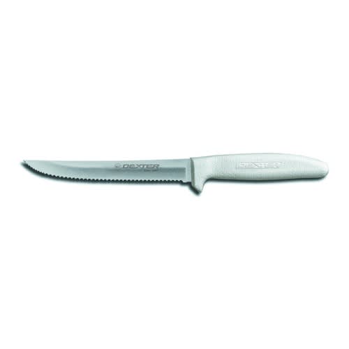 Dexter Russell S156SC-PCP 13303 Sani-Safe White Handle 6 Inch Scalloped Edge Blade Utility Slicer Knife In Packaging