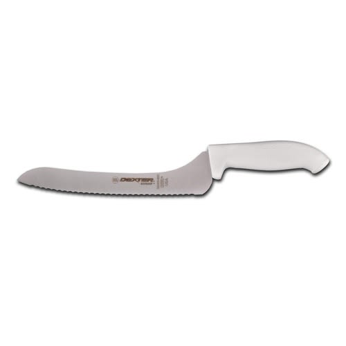 Dexter Russell SG163-9SC-PCP 24423 SofGrip 9 Inch High Carbon Steel Offset Scalloped Sandwich Knife With White Rubber Handle