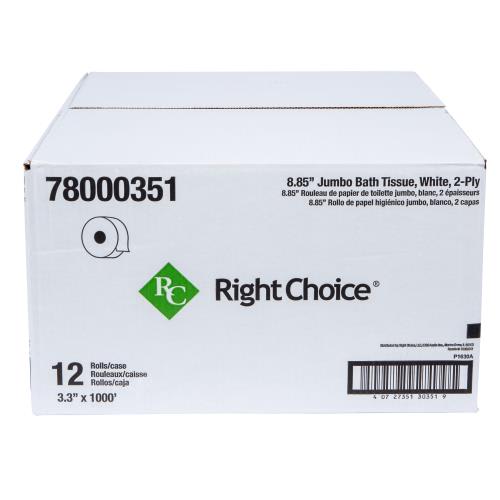 Right Choice™ 78000351 2-Ply Jumbo Toilet Paper Roll, Recycled Paper