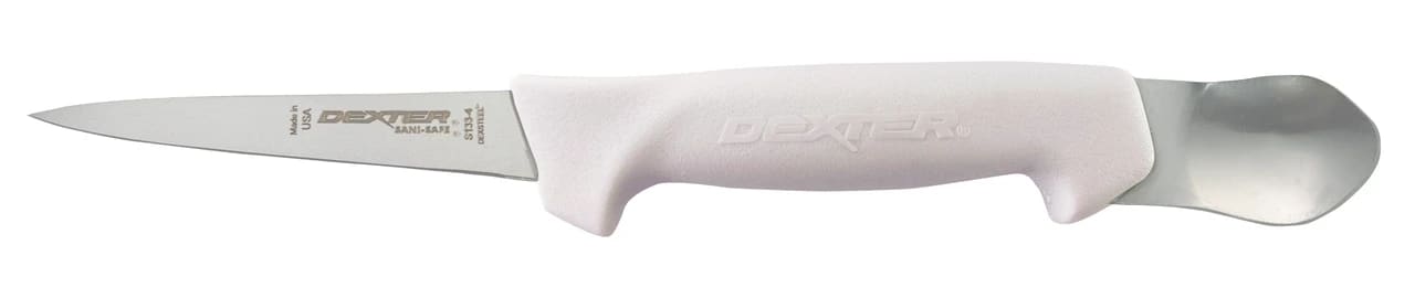 Dexter Russell S133-4PCP w/ Spoon SANI-SAFE 4 1/2" Cut & Gut Knife w/ White Handle, High-Carbon Steel