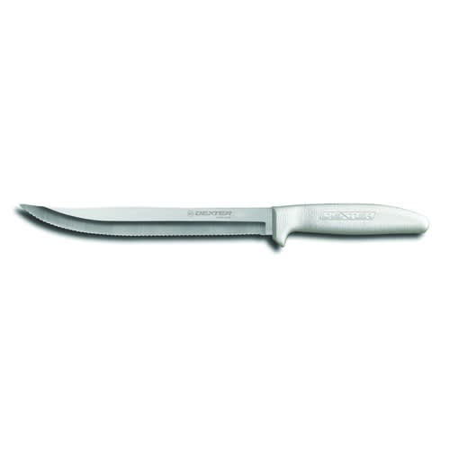 Dexter Russell S142-8SC-PCP 13553 Sani-Safe White Handle 8 Inch Scalloped Edge Blade Utility Slicer Knife In Packaging
