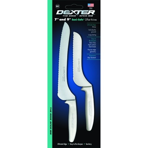 Dexter Russell S163-7SC/9SC 20373 Sani-Safe 2-Piece High Carbon Steel Offset Bread Knives