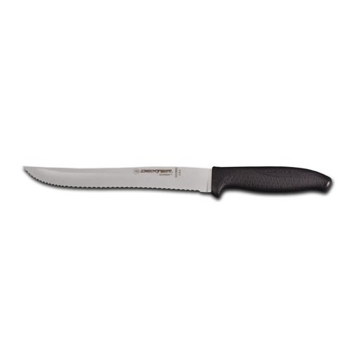 Dexter Russell SG158SCB-PCP 24253B SofGrip Black Handle 8 Inch Scalloped Edge High Carbon Steel Utility Slicer In Packaging
