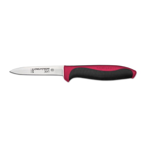 Dexter Russell S360-3-1/2R-PCP 36000R 360 Series 3.5 Inch DEXSTEEL High Carbon Steel Paring Knife With Red Santoprene Handle