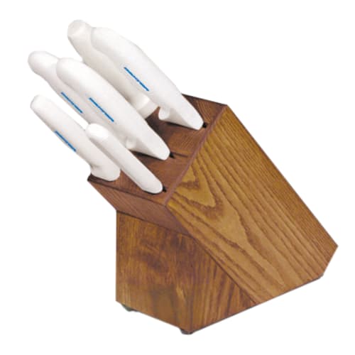 Dexter Russell HSG-3 21008 SofGrip 7-Piece Knife Set With White Handles And Wooden Block