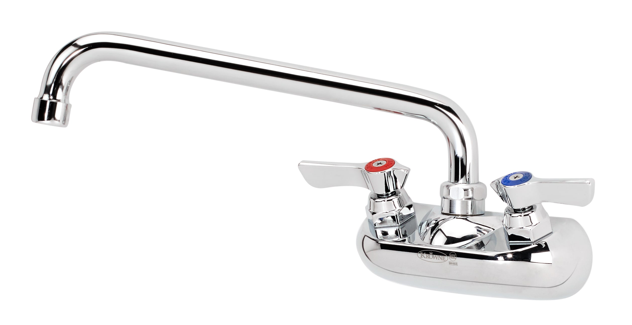 Krowne 10-410L Silver Series 4" Center Wall Faucet, 1/4 Turn Ceramic Valves, With 10" Spout