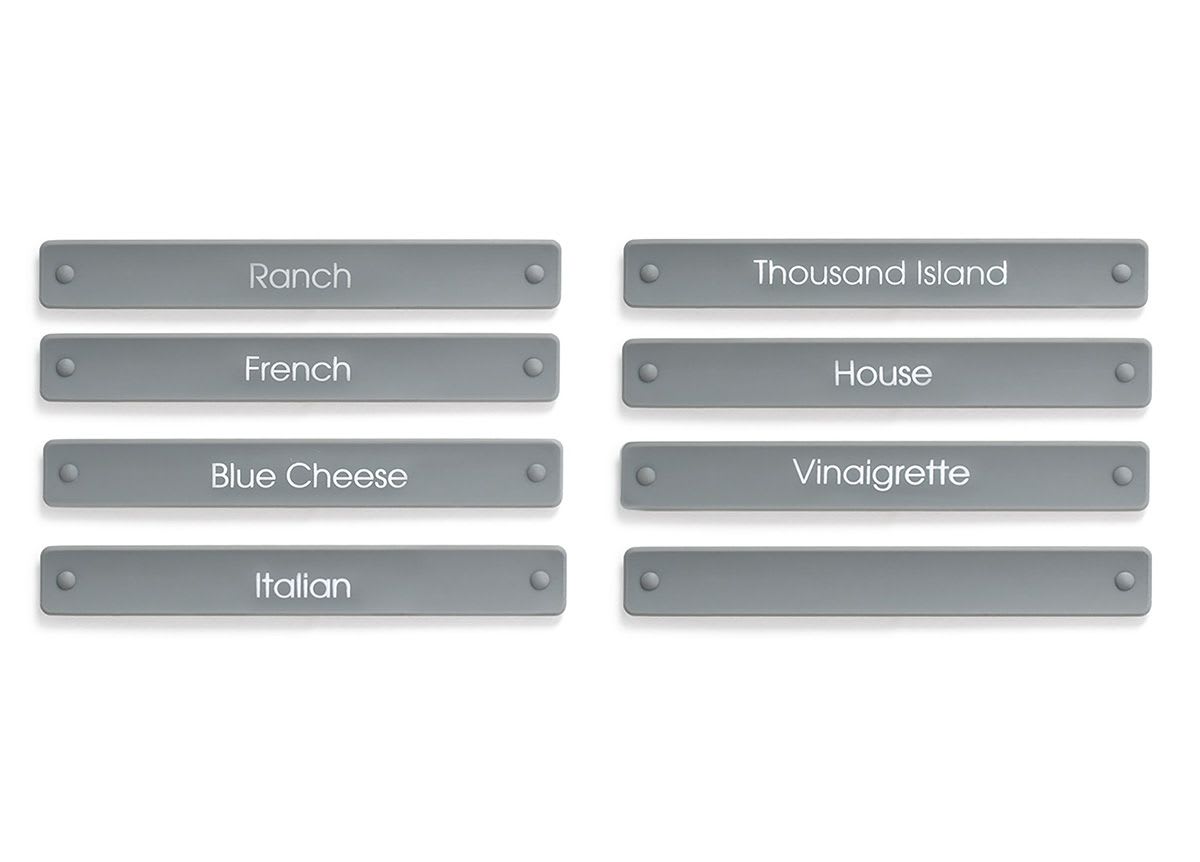 Front of the House ACF009GYT88 Salad Dressing Carafe Labels - Set of 8
