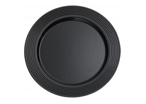 Sabert 9IMP144BPP Black PP 9" Round Plate with Black Decorative Rings