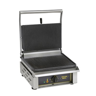 Equipex PANINI/1-R 14" Single Panini Grill with Grooved Top and Bottom Plates, 120V