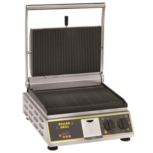 Equipex PANINI PREMIUM/1-R 14" Single Panini Grill with Grooved Top and Bottom Plates, 120V