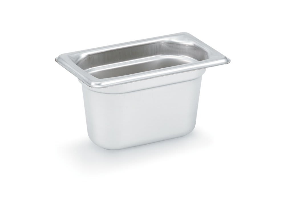Vollrath 90942 Super Pan 3® 1/9 Size Steam Table Pan, 4" Deep, Gastronorm, 22 ga.