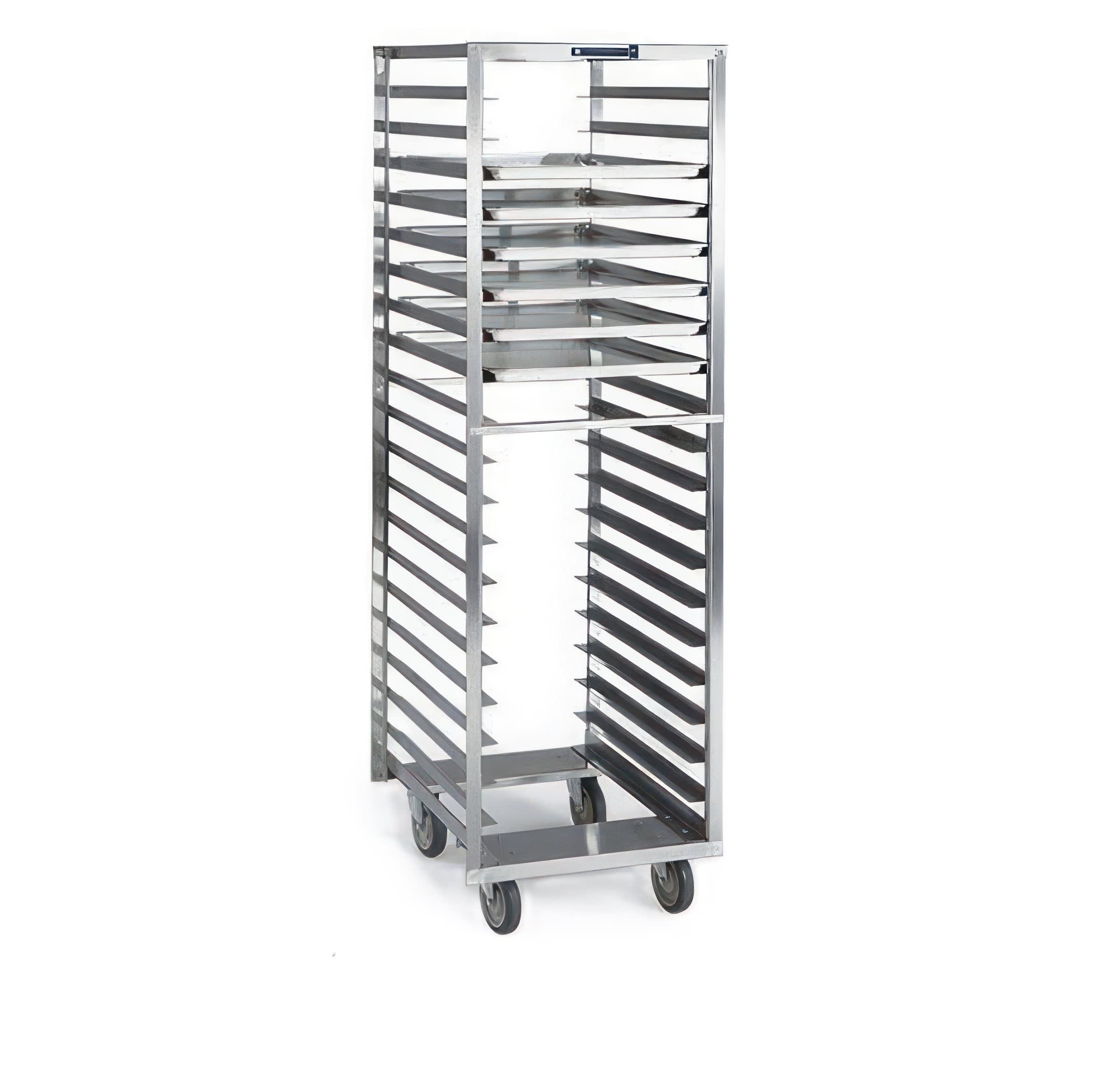 Lakeside Manufacturing 183 Standard Sheet Pan Rack with 5" Recessed Plate Casters, Stainless Steel Angle Ledges with 5" Spacing for 12 Full Size Pans