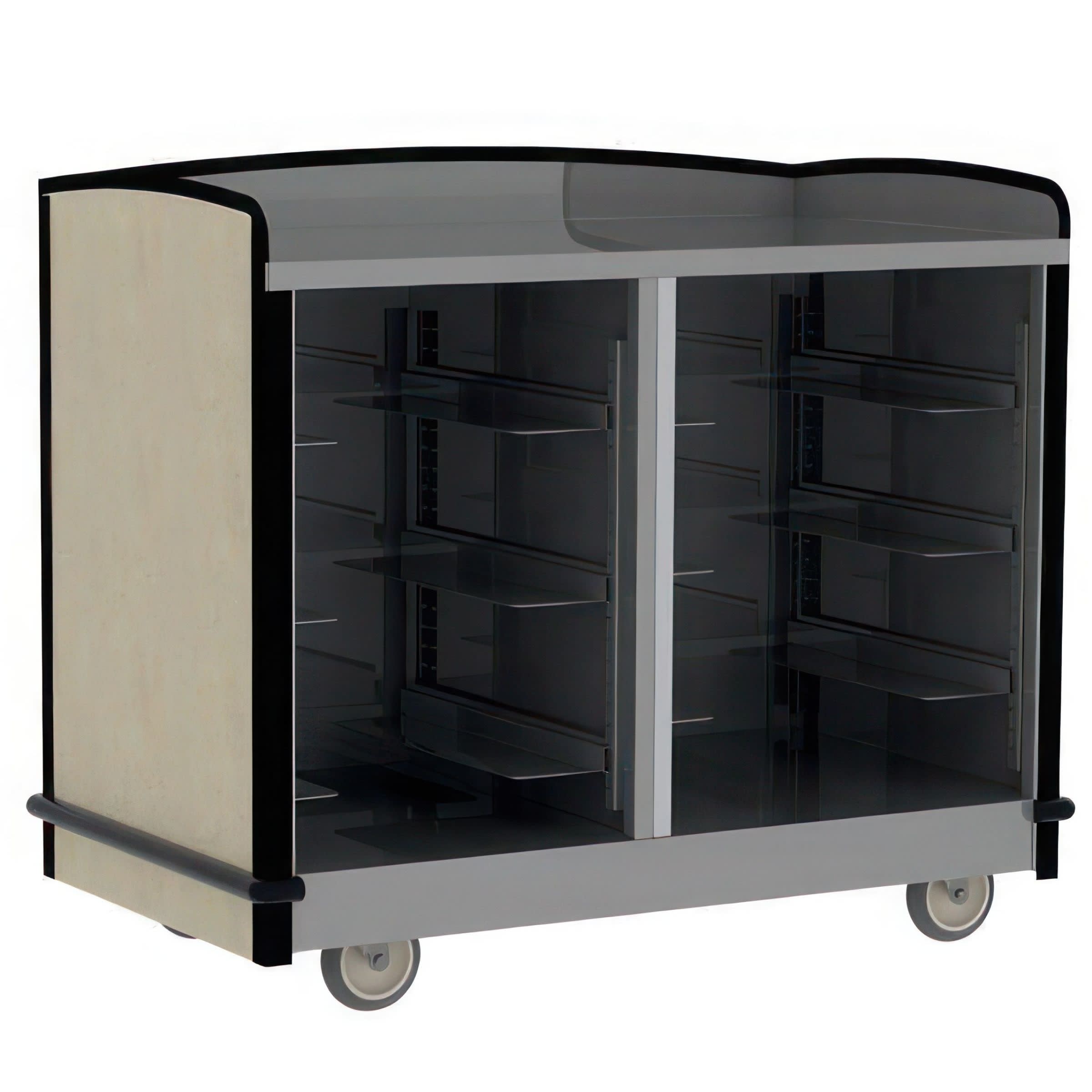 Lakeside Manufacturing 8704B Mobile Hydration Station, (2) Storage Compartments, Flat Top, 34 1/2-in. Counter Height, Black Laminate Finish