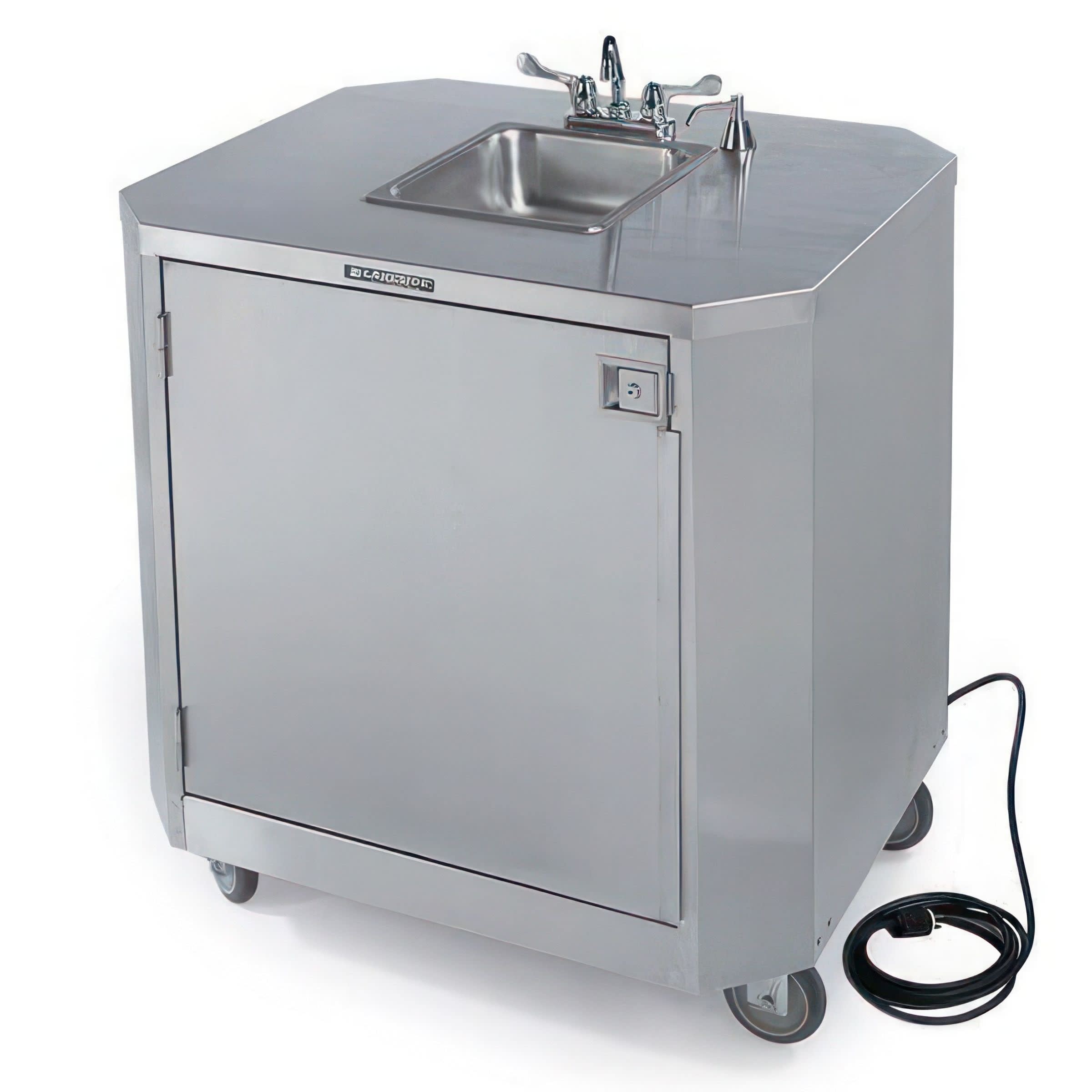Lakeside Manufacturing 9610W Hand Washing Station with (1) 10" x 12" x 5" Sink Bowl, Hot and Cold Faucet, 10 Gallon Capacity, Walnut Vinyl Finish