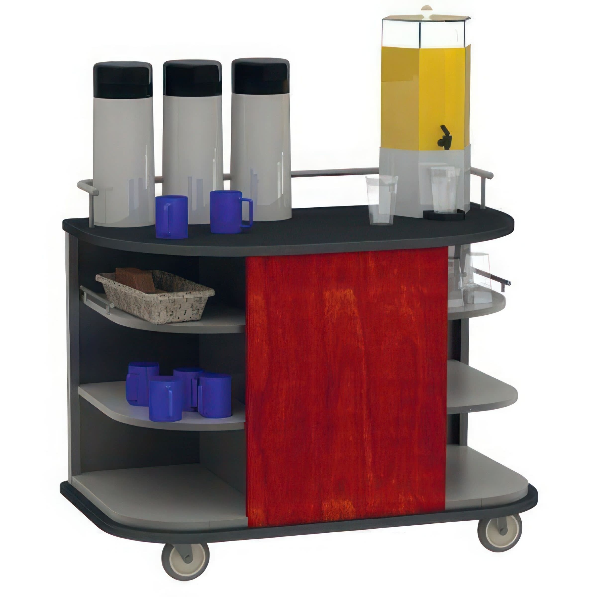 Lakeside Manufacturing 8715HRM Mobile Hydration Station, (1) Storage Compartment, (6) Corner Shelves, Hard Rock Maple Laminate Finish