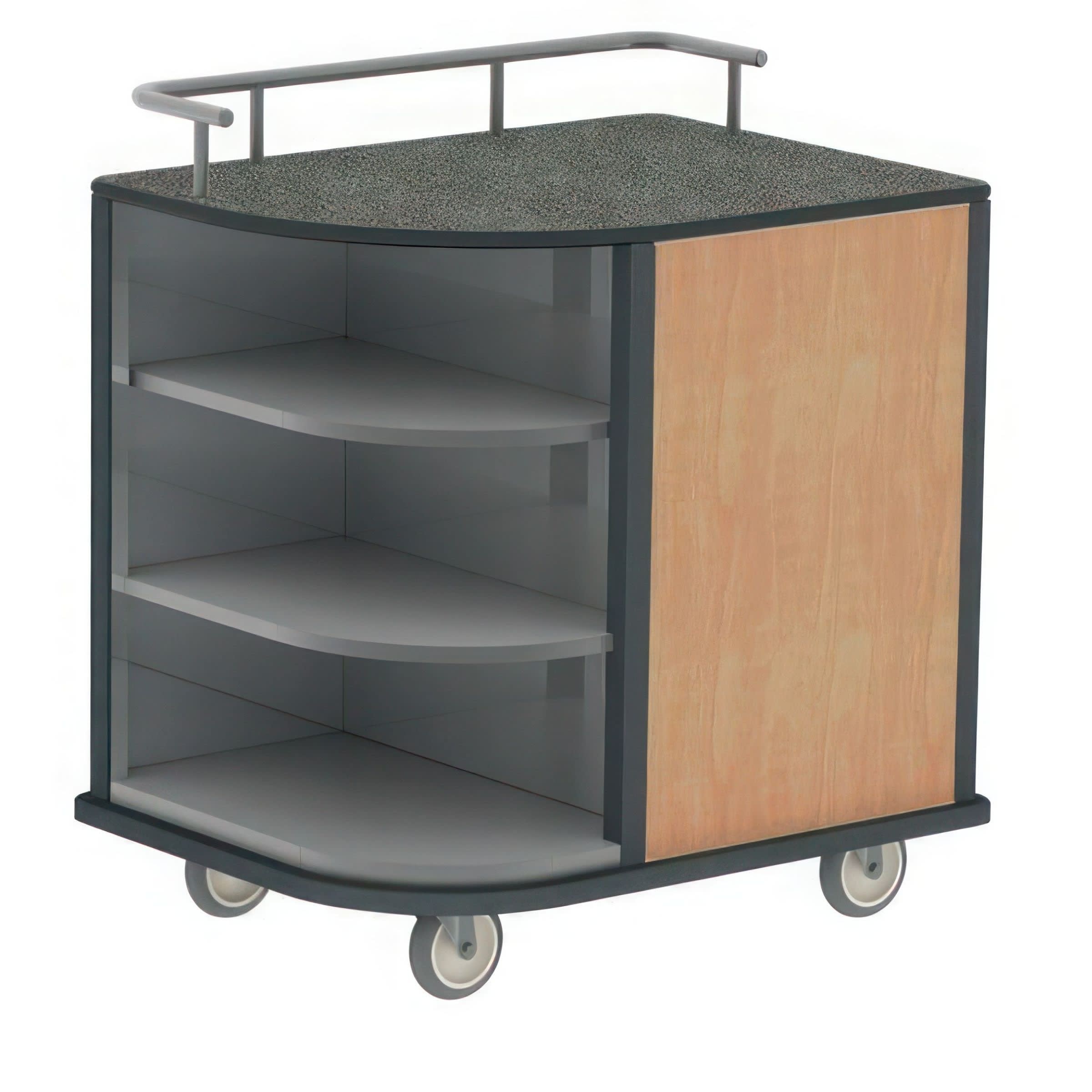 Lakeside Manufacturing 8713HRM Mobile Hydration Station, (1) Storage Compartment, (3) Corner Shelves, Hard Rock Maple Laminate Finish