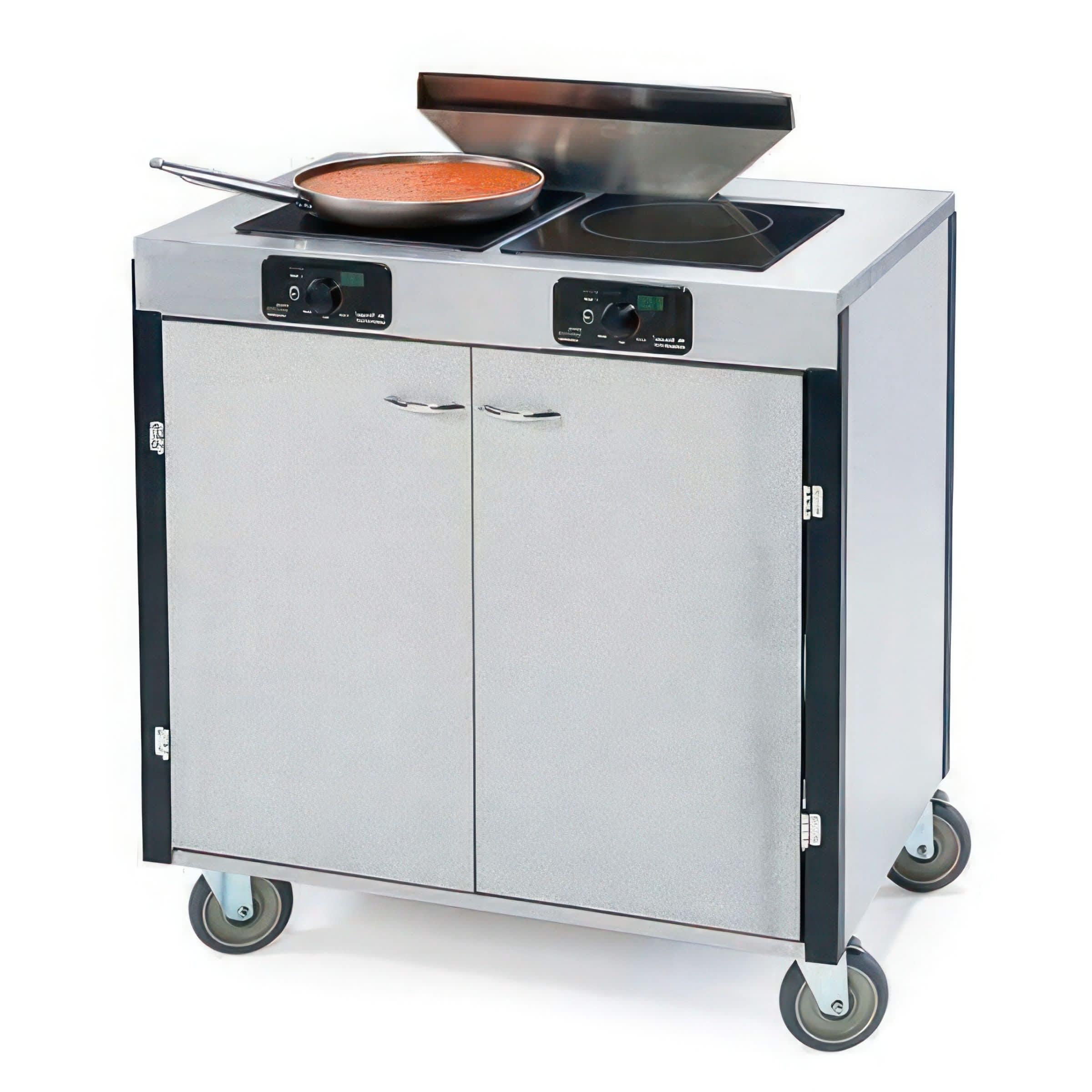 Lakeside Manufacturing 2075HRM Creation Express Cooking Station with Filtration System (2) Induction Stove Tops, Hard Rock Maple Laminate Finish