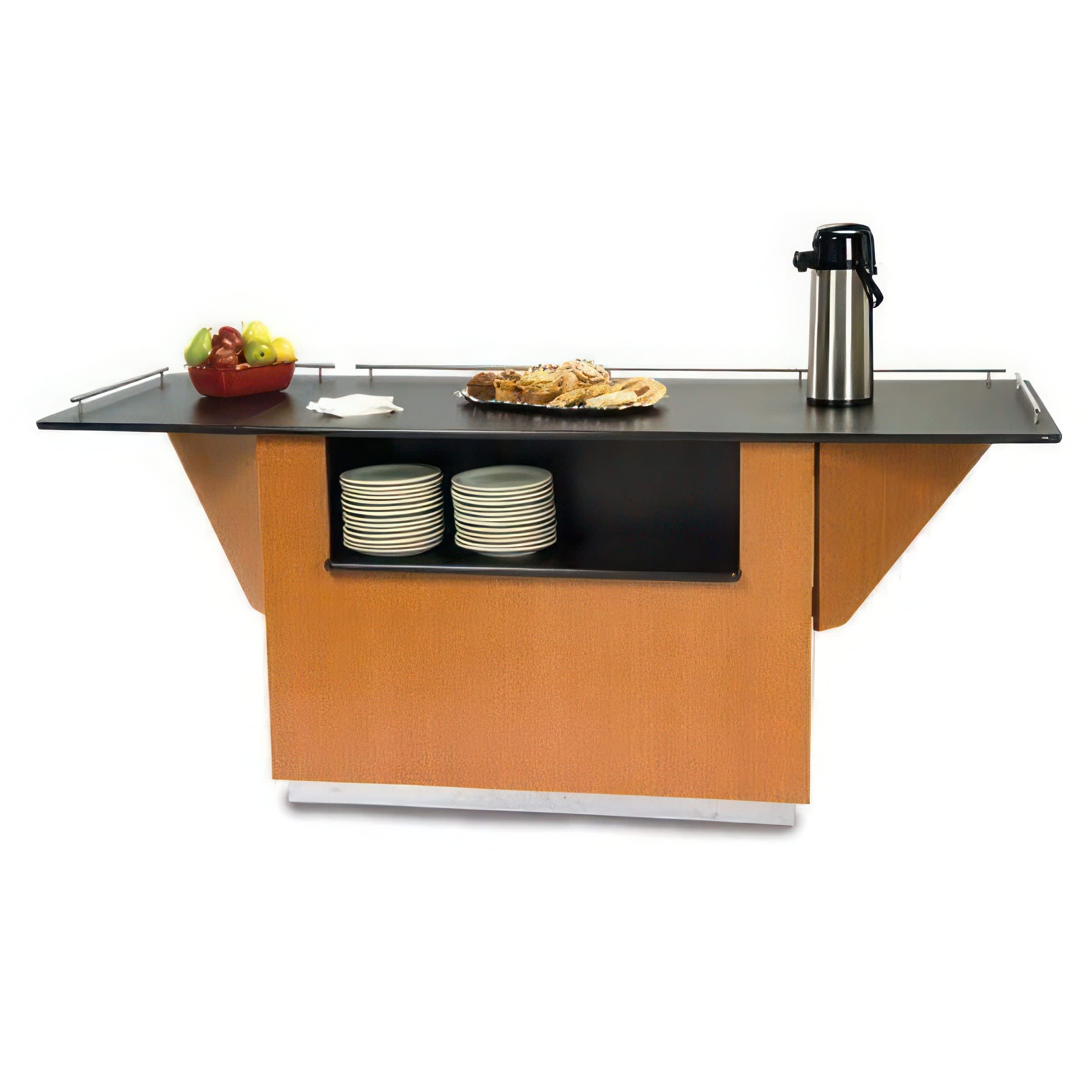 Lakeside Manufacturing 6850B Breakout Dining Station with Laminate Finish, Drop Leaves, (2) Interior Compartments, (1) 30-1/2" x 83" Top, Black Laminate Finish