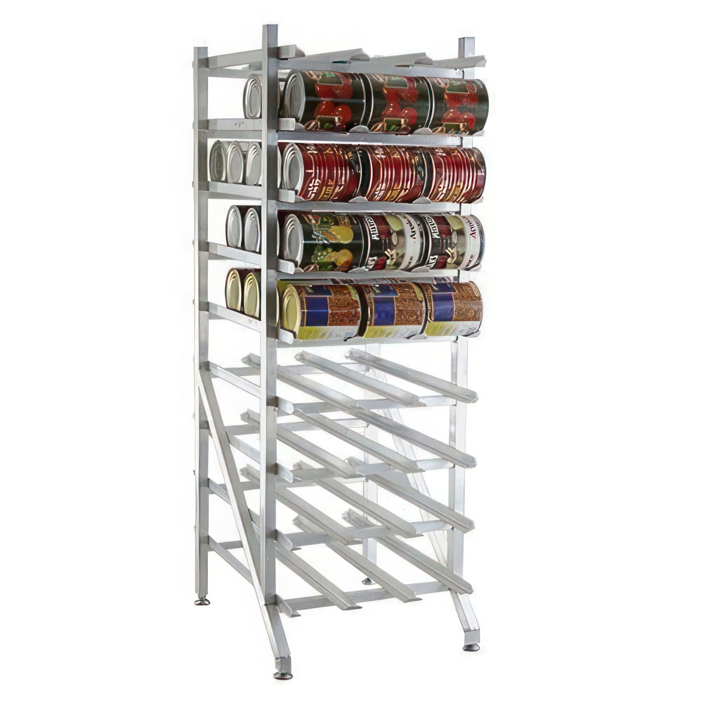 Lakeside Manufacturing 331 Stationary Can Storage and Dispensing Rack Aluminum Construction, Full Size, 162 ea #10 and 216 ea. #5 Can Capacity