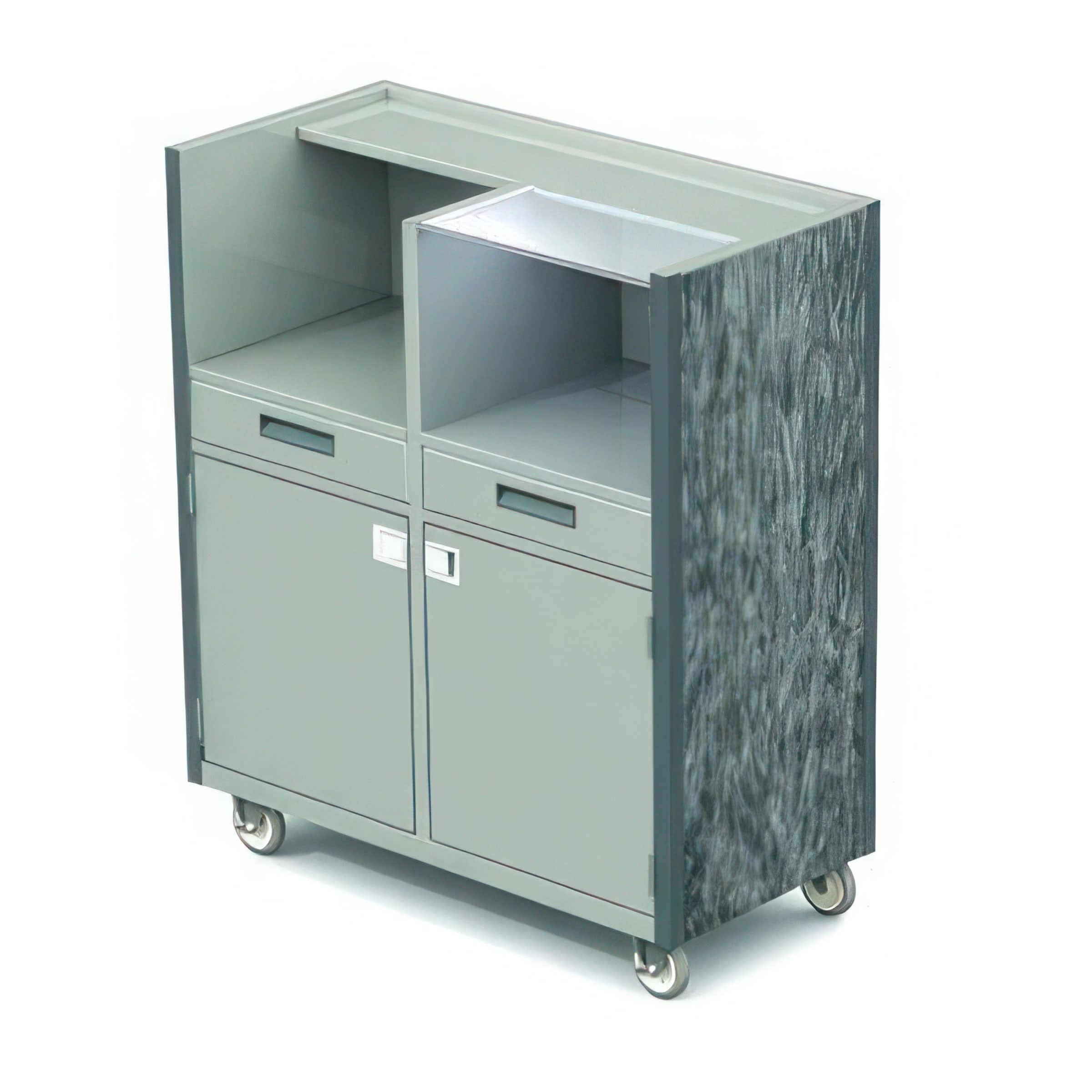 Lakeside Manufacturing 4608HRM Mobile Set-Up Station, (2) Open Compartments, (2) Enclosed Compartments, (2) Utility Drawers, Hard Rock Maple Laminate Finish