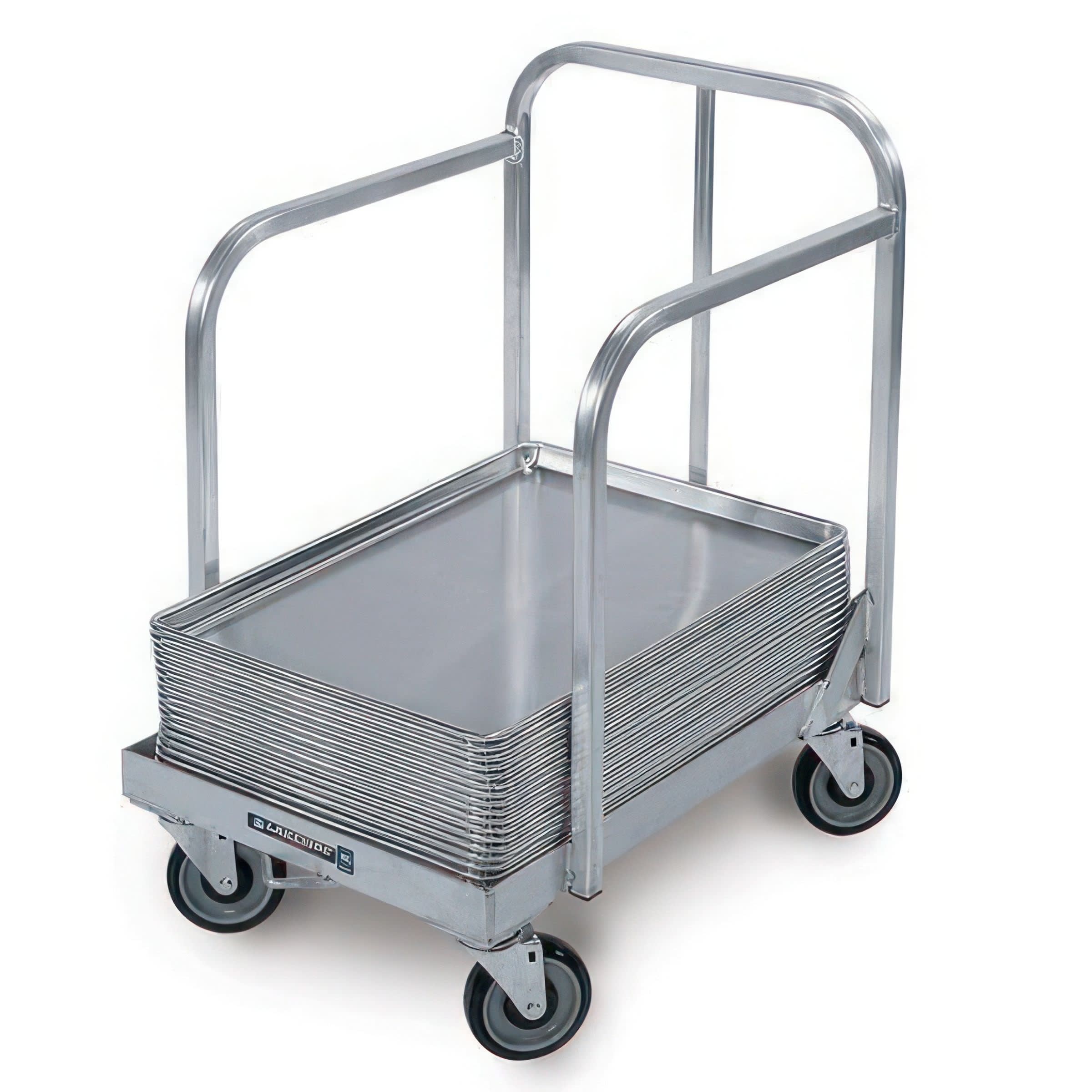Lakeside Manufacturing 631 Mobile Sheet Pan Dolly Aluminum, (1) Storage Tier with Sides, (1) Push Handle