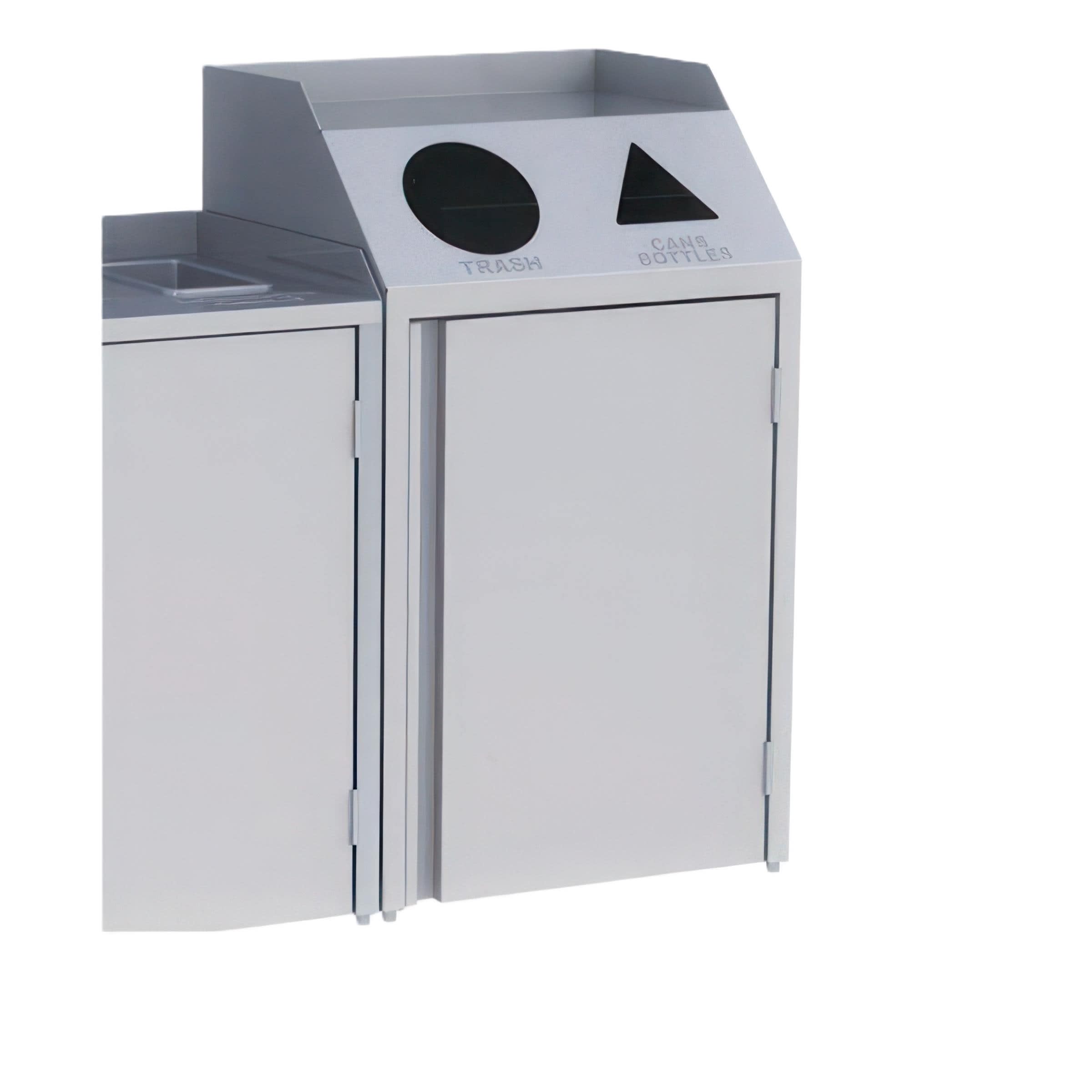 Lakeside Manufacturing 4412B Front Access Waste and Recycling Station, (2) Compartments, (2) 23 Gallon Capacity, Black Laminate Finish