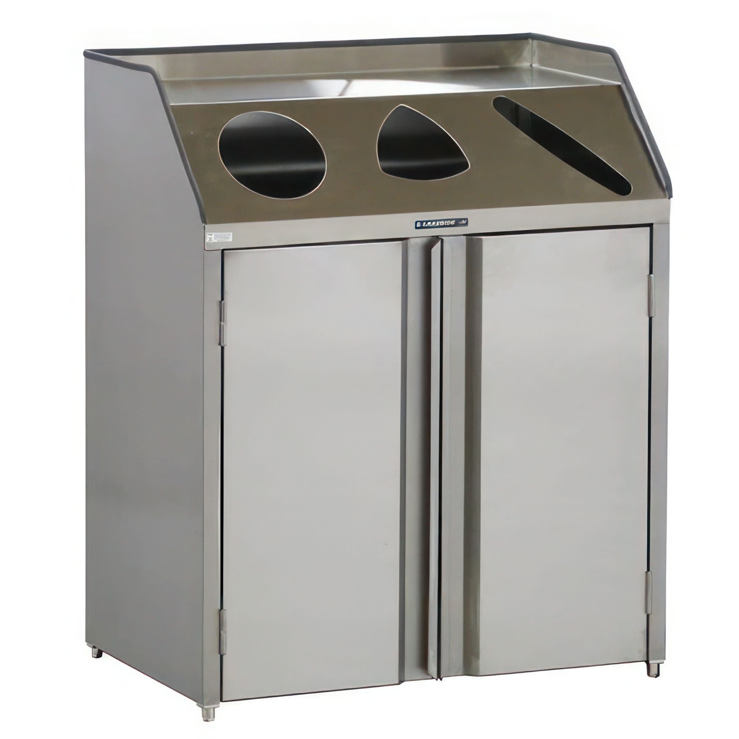 Lakeside Manufacturing 4315 Front Access Waste and Recycling Station, Stainless Steel, (3) Compartments, (3) 23 Gallon Capacity